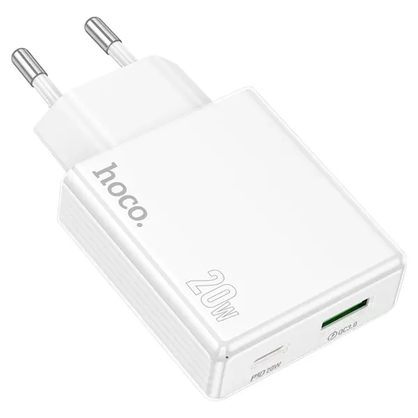 Зарядне HOCO C142A USB Type-Cб PD20W QC3.0 білe від батарейки.com.ua