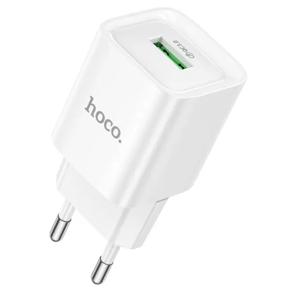 Зарядне HOCO C145A QC3.0 18W 1xUSB, з кабилем MicroUSB, біле від батарейки.com.ua