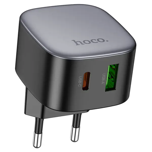 Зарядне HOCO CS32A Rise PD20W QC3.0 чорне (single Type-C 20W and single USB-A 18W ports wall charger, EU plug, 1. Input: AC100-240V, 50 / 60Hz, 0.5A. від батарейки.com.ua