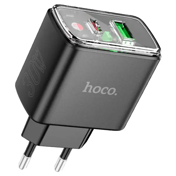 Зарядне HOCO CS42A USB, Type-C, PD30W QC3.0, чорнe від батарейки.com.ua