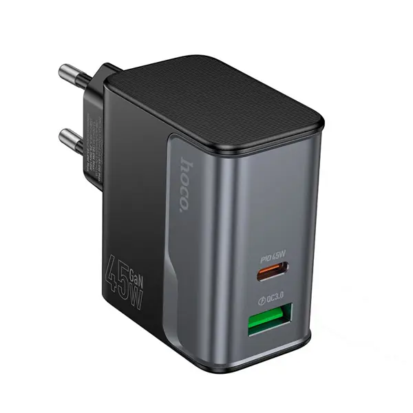 Зарядне HOCO CS74A GaN USB Type-C PD45W QC3.0 чорне від батарейки.com.ua