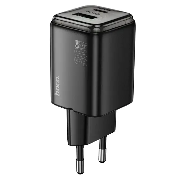 Зарядне HOCO N53 GaN USB Type-C PD30W QC3.0 чорнe від батарейки.com.ua