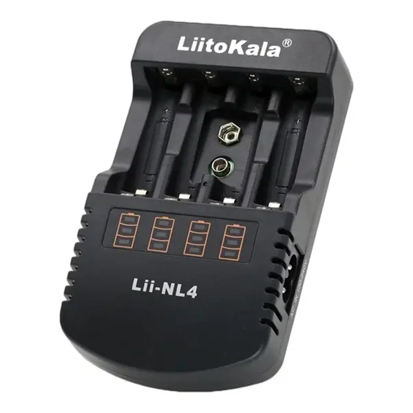 Зарядне LiitoKala Lii-NL4 Ni-Mh/Ni-Cd 1-4 АА/ААА 500mA, 9V крона 50мА, від 220V від батарейки.com.ua