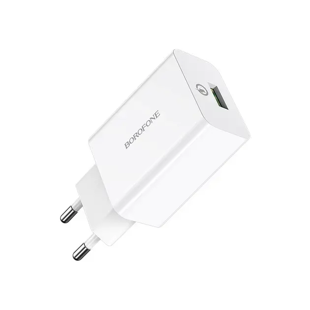 Зарядне BOROFONE BA21A 1USB 3A  QC3.0 18W кабель Type-C white від батарейки.com.ua