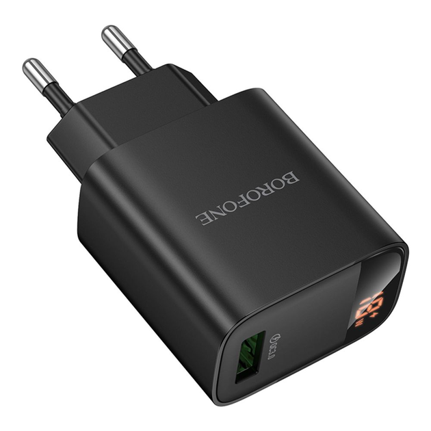 Зарядне BOROFONE BA95A 1USB QC3.0 18W 3A display чорнe), зображення 7