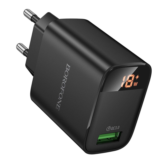 Зарядне BOROFONE BA95A 1USB QC3.0 18W 3A display чорнe), зображення 8