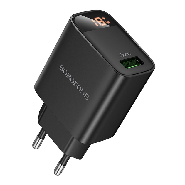 Зарядне BOROFONE BA95A 1USB QC3.0 18W 3A display чорнe), зображення 10
