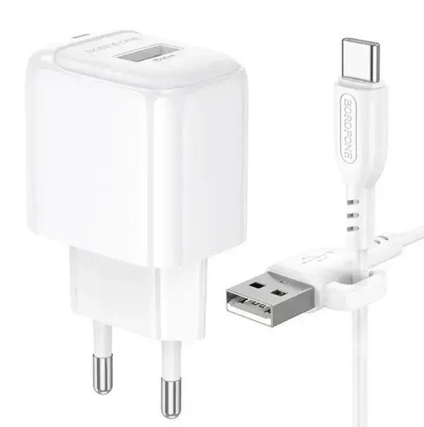 Зарядне BOROFONE BAS42A 1USB QC3.0 3A з кабилем Type-C біле), зображення 4