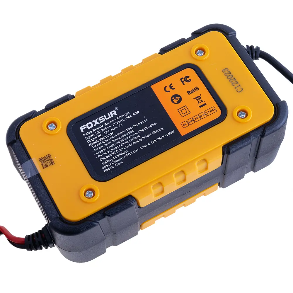 Зарядне Foxsur FBC1207E 12V 7А, автомат 3 етапи (для кислотних AGM, GEL, SLA, LiFePO4 акумуляторів)), зображення 3