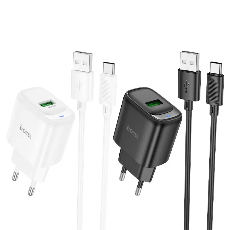 Зарядне HOCO C140A 1USB QC3.0 18W з кабилем Type-C білe), зображення 4