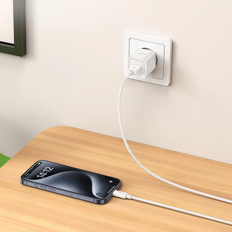 Зарядне HOCO C145A QC3.0 18W 1xUSB, з кабилем MicroUSB, біле), зображення 3