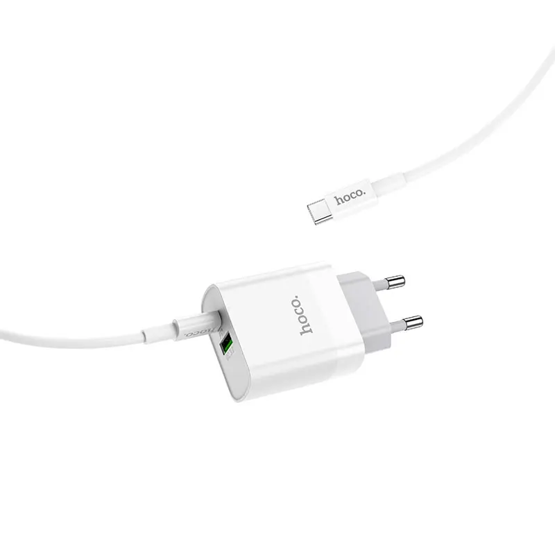 Зарядне HOCO C80A USB Type-C QC3.0 PD18W з кабелем Type-C біле), зображення 5
