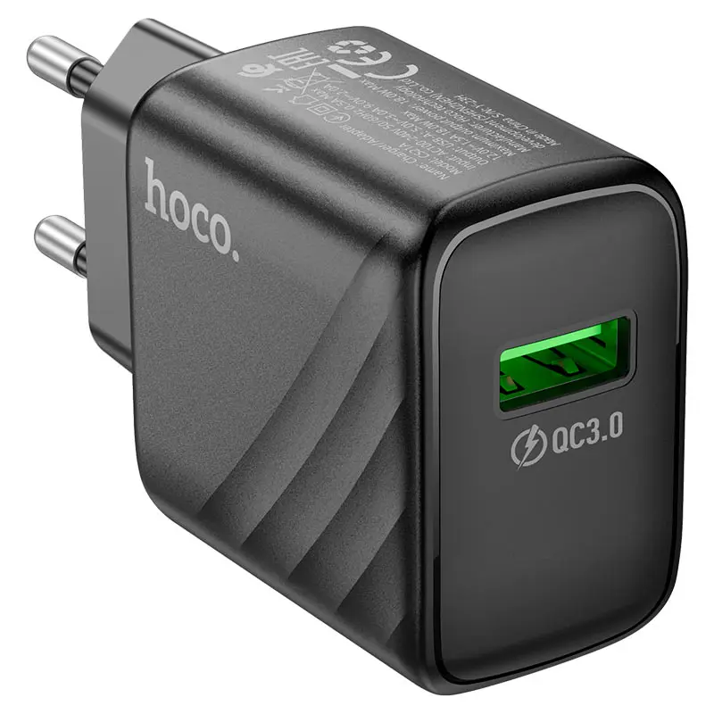 Зарядне HOCO CS21A Rich 1USB QC3.0 18W з кабелем Type-C чорне), зображення 12