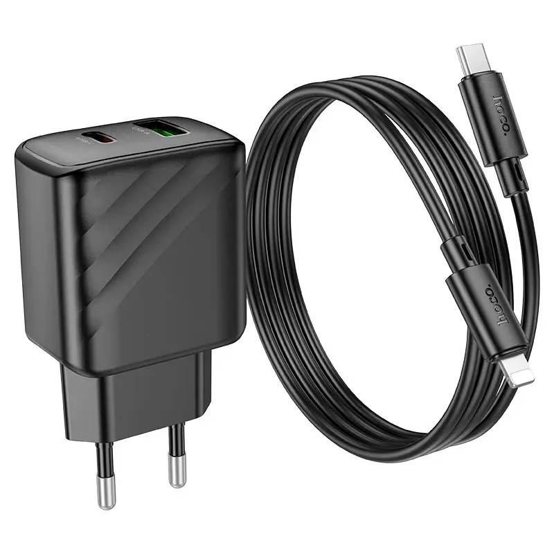 Зарядне HOCO CS23A PD30W Type-C 1USB PD30W з кабелем Type-C to Lightning чорне), зображення 7