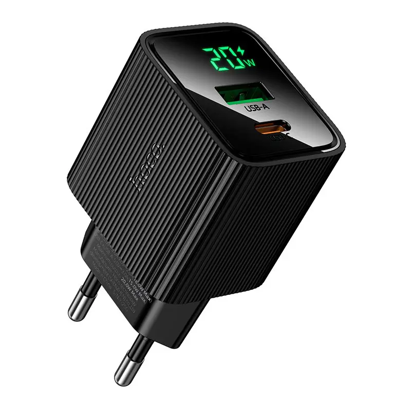 Зарядне HOCO CS83A PD20W Type-C/1USB LED чорний від батарейки.com.ua
