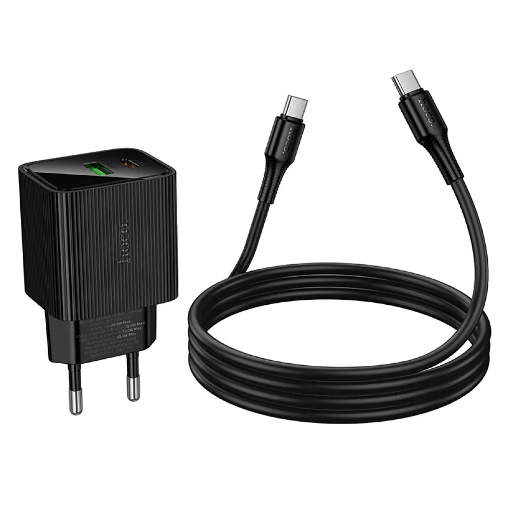 Зарядне HOCO CS83A PD20W Type-C/1USB LED чорний), зображення 3