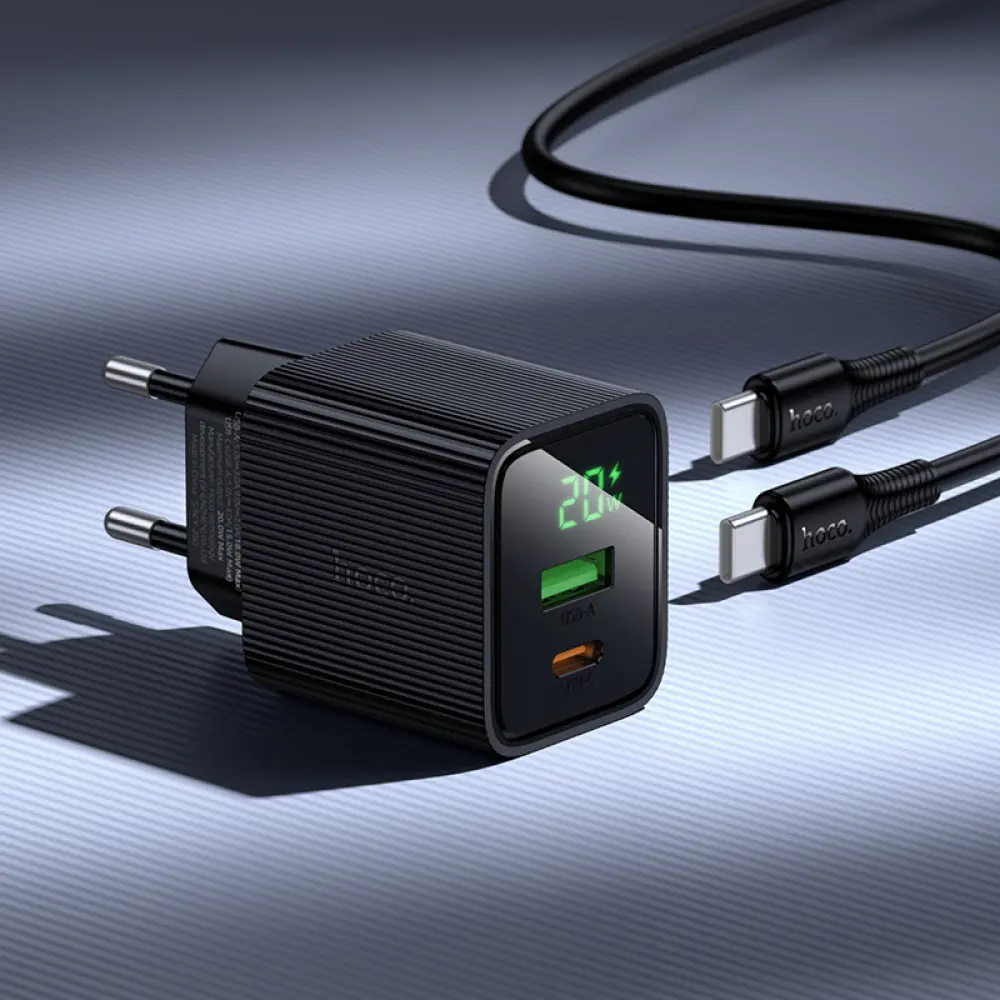 Зарядне HOCO CS83A PD20W Type-C/1USB LED чорний), зображення 7