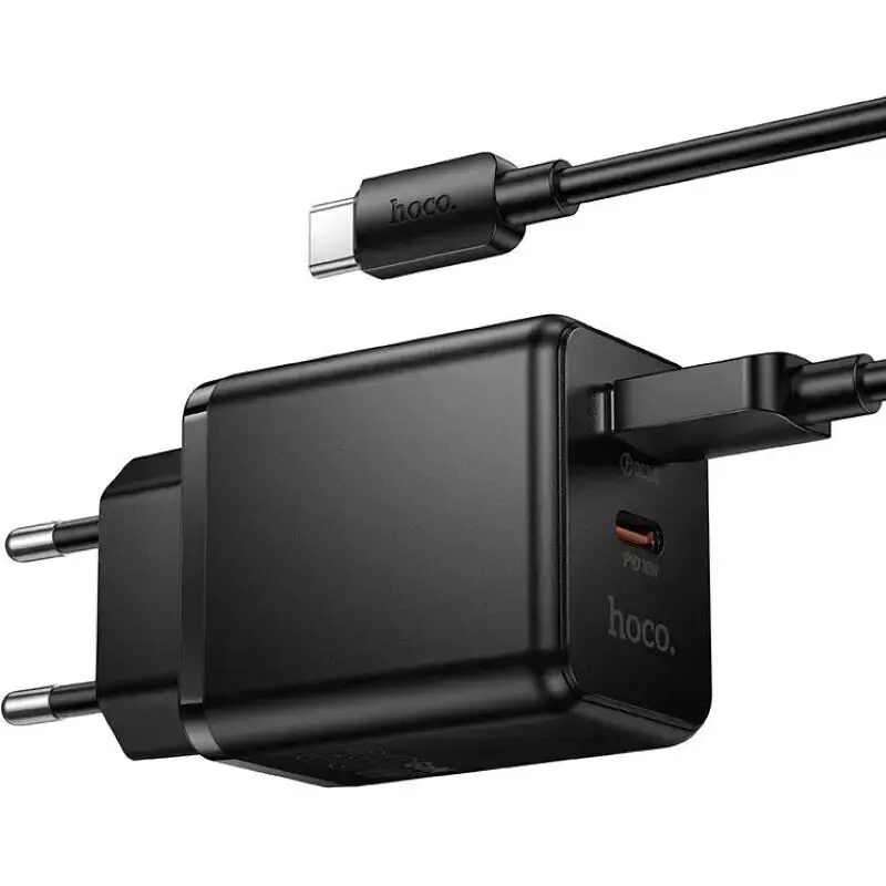 Зарядне HOCO GaN C157A USB Type-C PD30W з кабелем Type-C чорне), зображення 6