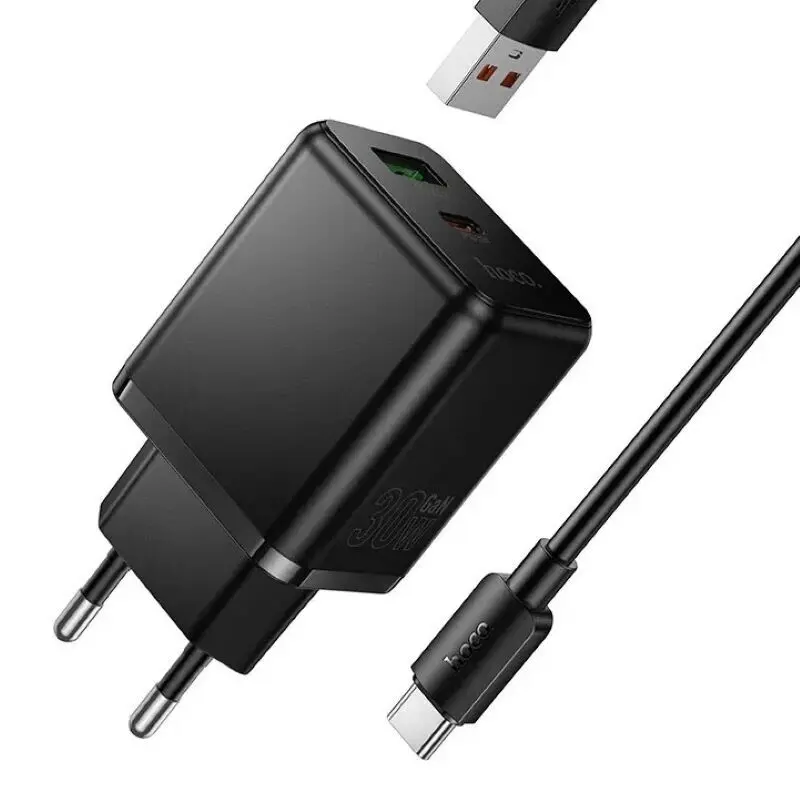 Зарядне HOCO GaN C157A USB Type-C PD30W з кабелем Type-C чорне), зображення 7