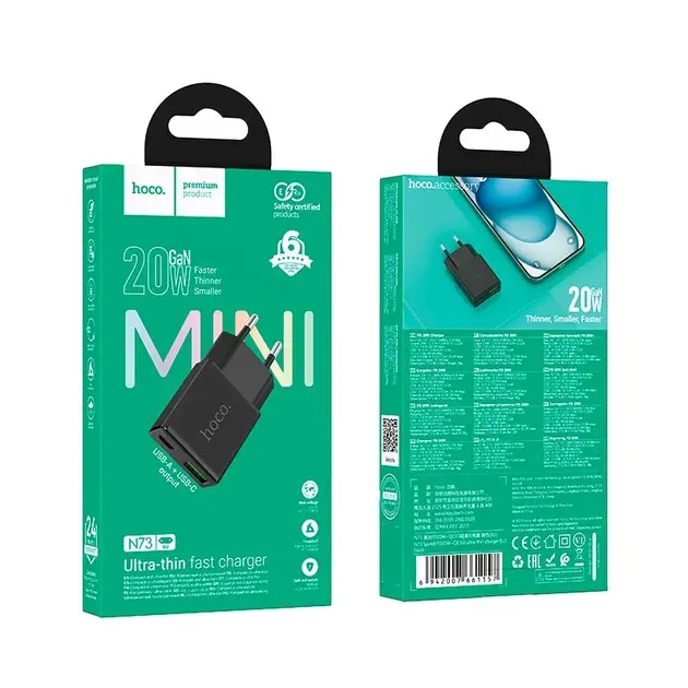 Зарядне HOCO N73 Type-C 1USB PD20W чорне), зображення 8