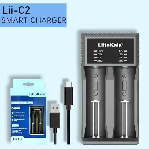 Зарядне Li-ion LiitoKala Lii-C2 1-2 елемента Type C Li-ion, NiMH), зображення 2