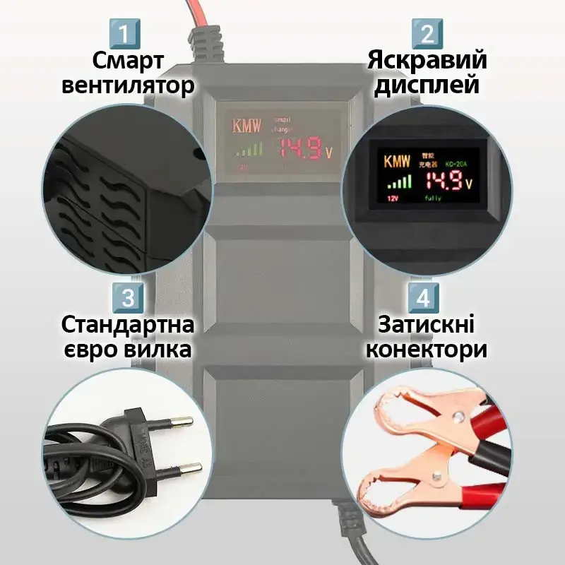 Зарядне LiitoKala Lii-14.6V 20A для гелевих, кислотних, AGM, LiFePO4 акумуляторів), зображення 8