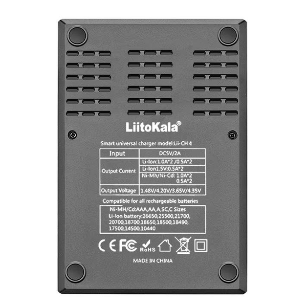 Зарядне LiitoKala Lii-CH4 1-4 еленментів Li-ion, IMR, LiFe, NiMH LCD, TypeC), зображення 4