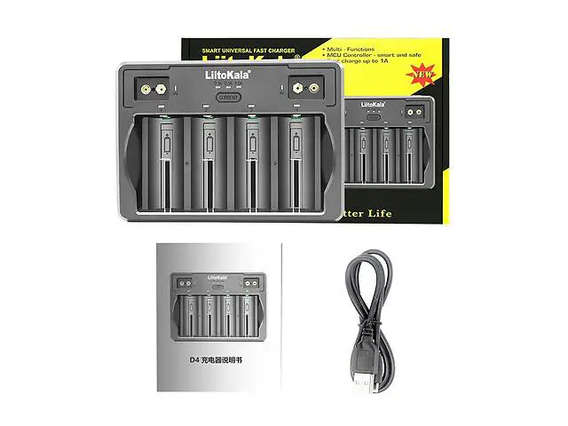 Зарядне LiitoKala Lii-D4 1-4елементів  Li-ion NiMH+NiCD+КРОНА 10440-32700  0,3 1А зарядне Type-C), зображення 5