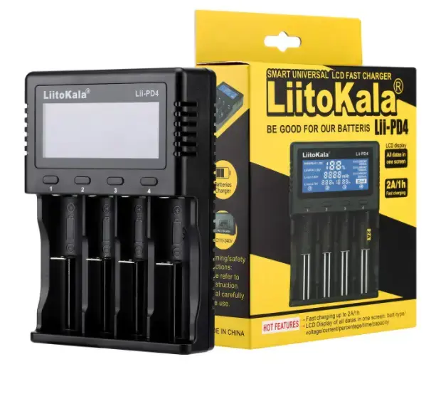Зарядне LiitoKala Lii-PD4 Li-Ion, Ni-Mh, Ni-Cd, LiFePO4 4елемента 10440-26700 0,5/1/2А LCD), зображення 5