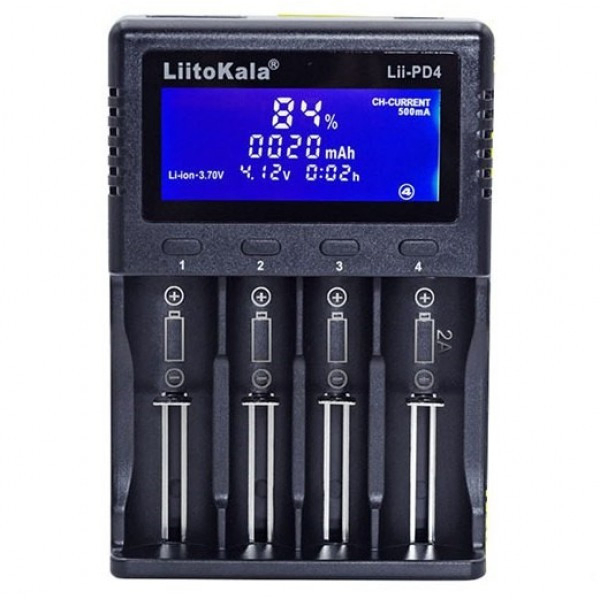 Зарядне LiitoKala Lii-PD4 Li-Ion, Ni-Mh, Ni-Cd, LiFePO4 4елемента 10440-26700 0,5/1/2А LCD), зображення 7