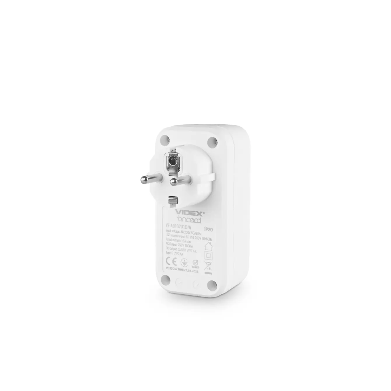Зарядне VIDEX ONCORD 2xUSB 1xType-C 1xEU 2.4A  White), зображення 6