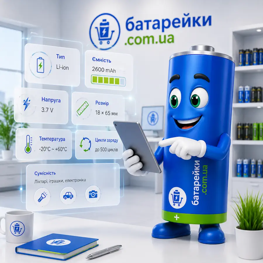 Схематичне представлення характеристик і атрибутів товарів батарейки.com.ua